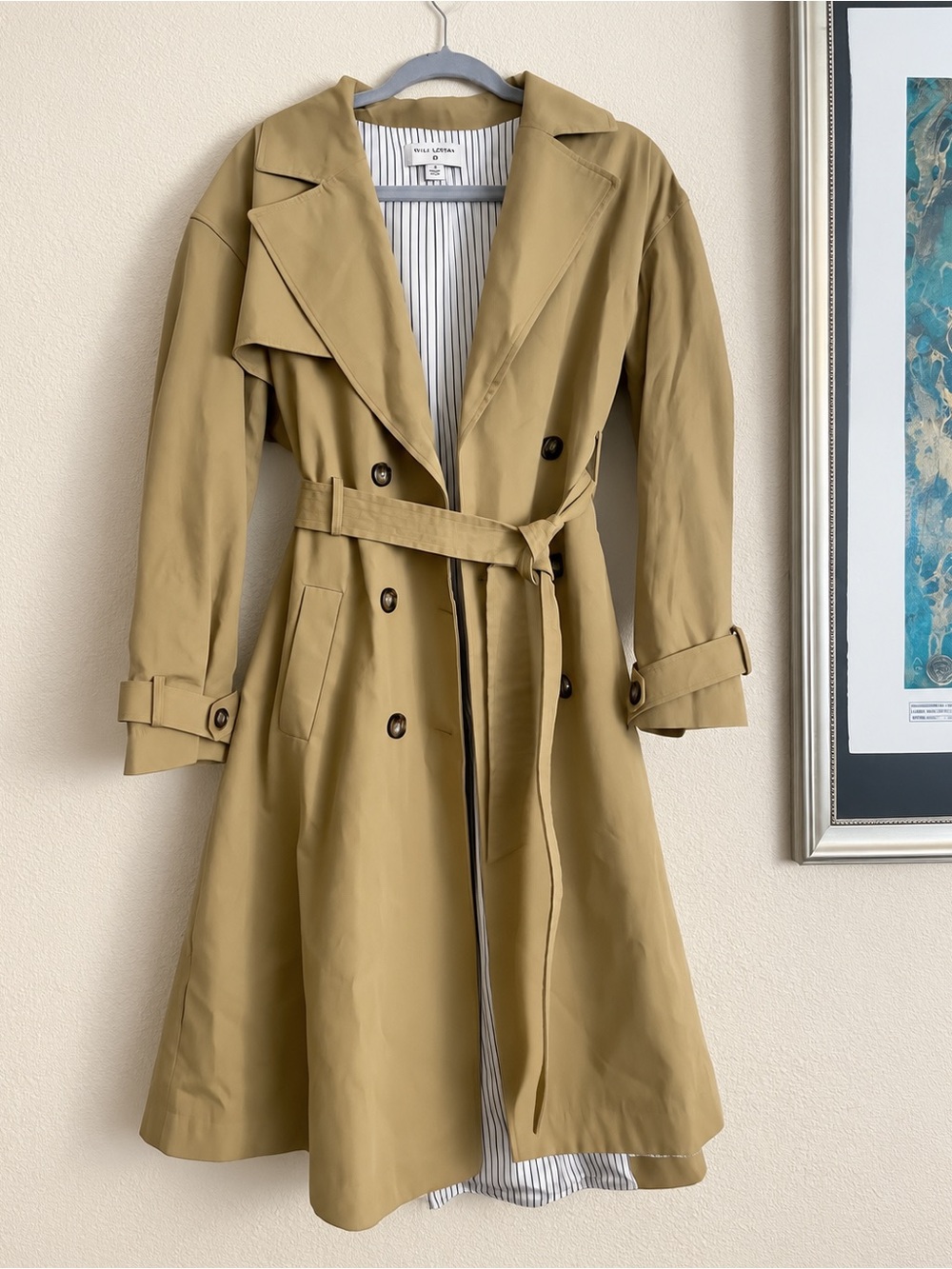 Nili Lotan x Target Khaki Belted Double Breasted Trench Coat Size S